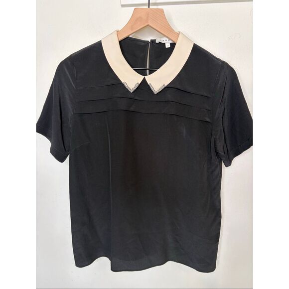 Sandro Silk Peter Pan Collar Top - Picture 2 of 7